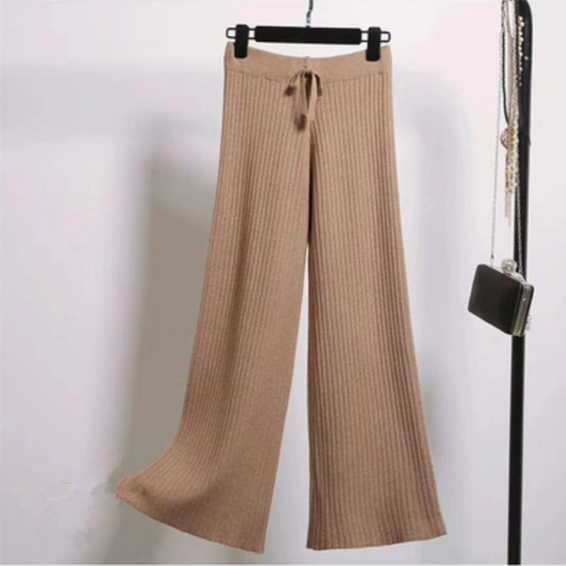 Title 5, High Waist Drape Split Autumn Knitted Pants