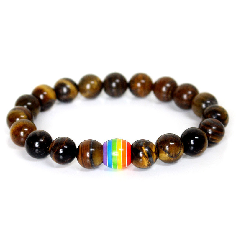 Regenbogen Perlen Armband Stolz Naturstein Strang Paar Armbänder - Bild 11 von 13
