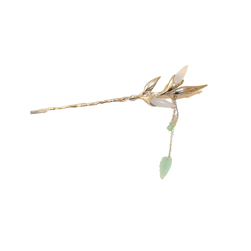 Trendy Alloy Hairpin With Leaf Tassels On The Back Of The Head - Gold