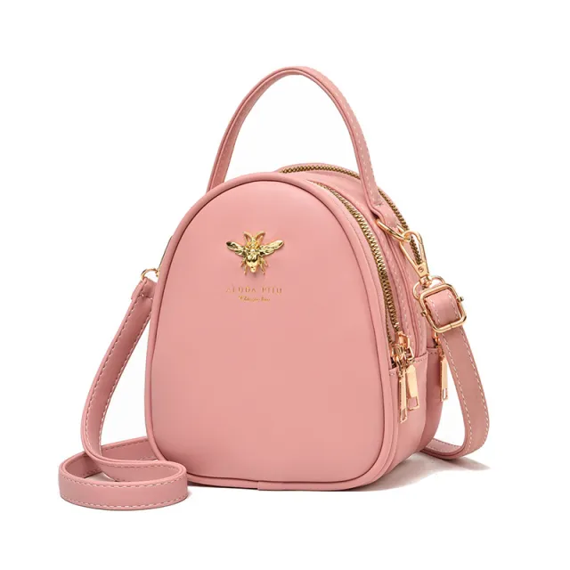 Retro Bee Small Round Bag Versatile Crossbody Pink - Shop at LoveMi