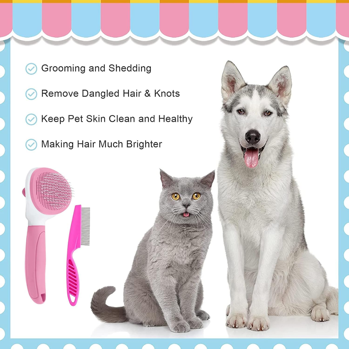 Brosse pour chat autonettoyante avec peigne métallique