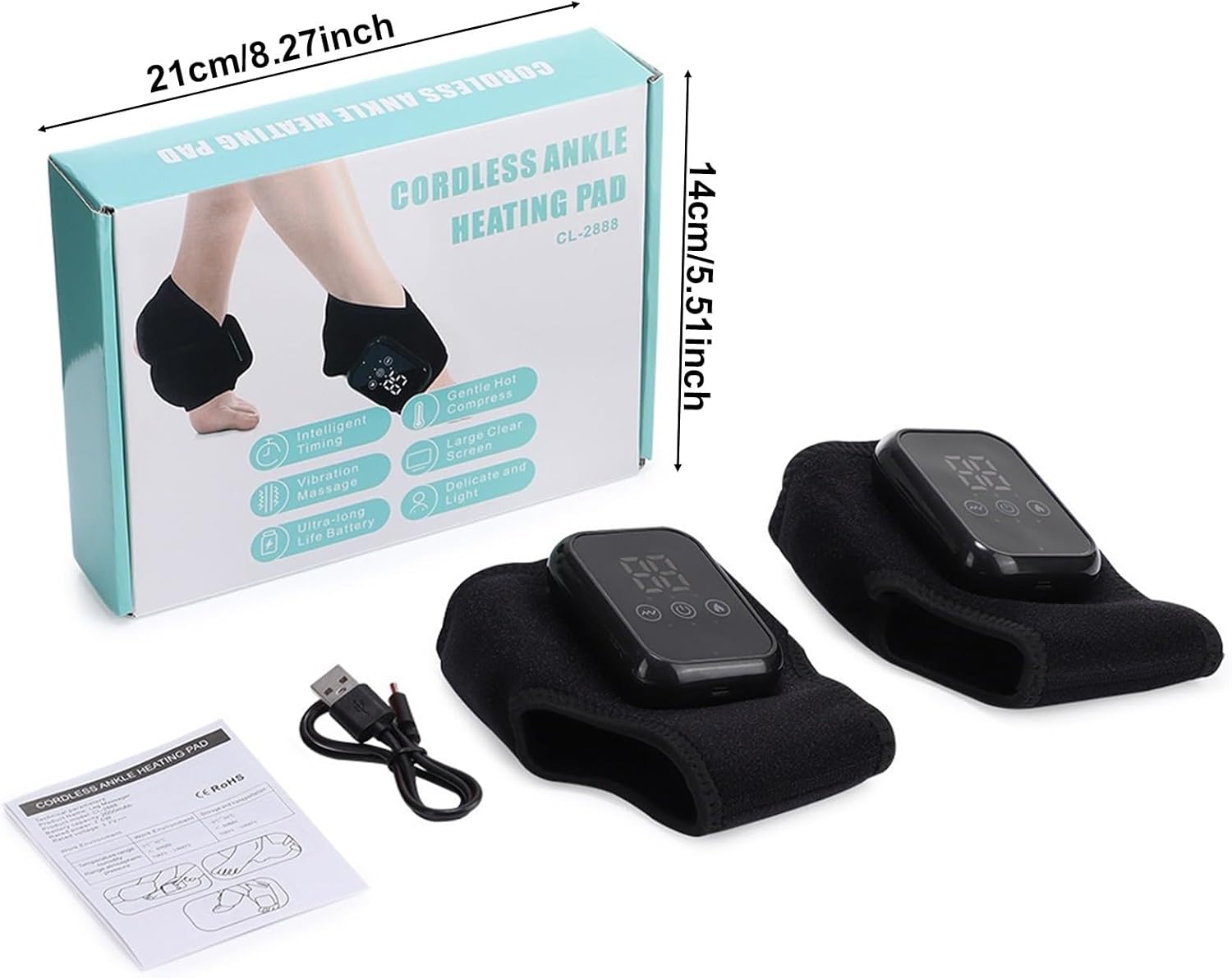 Cordless Ankle Massager With Heat, Heating Pad Massage, Rechargeable Heated — image 3
