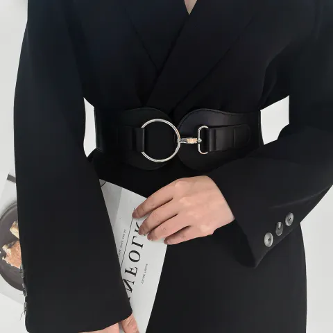 New Autumn Winter PU Elastic Belt for Women Simple