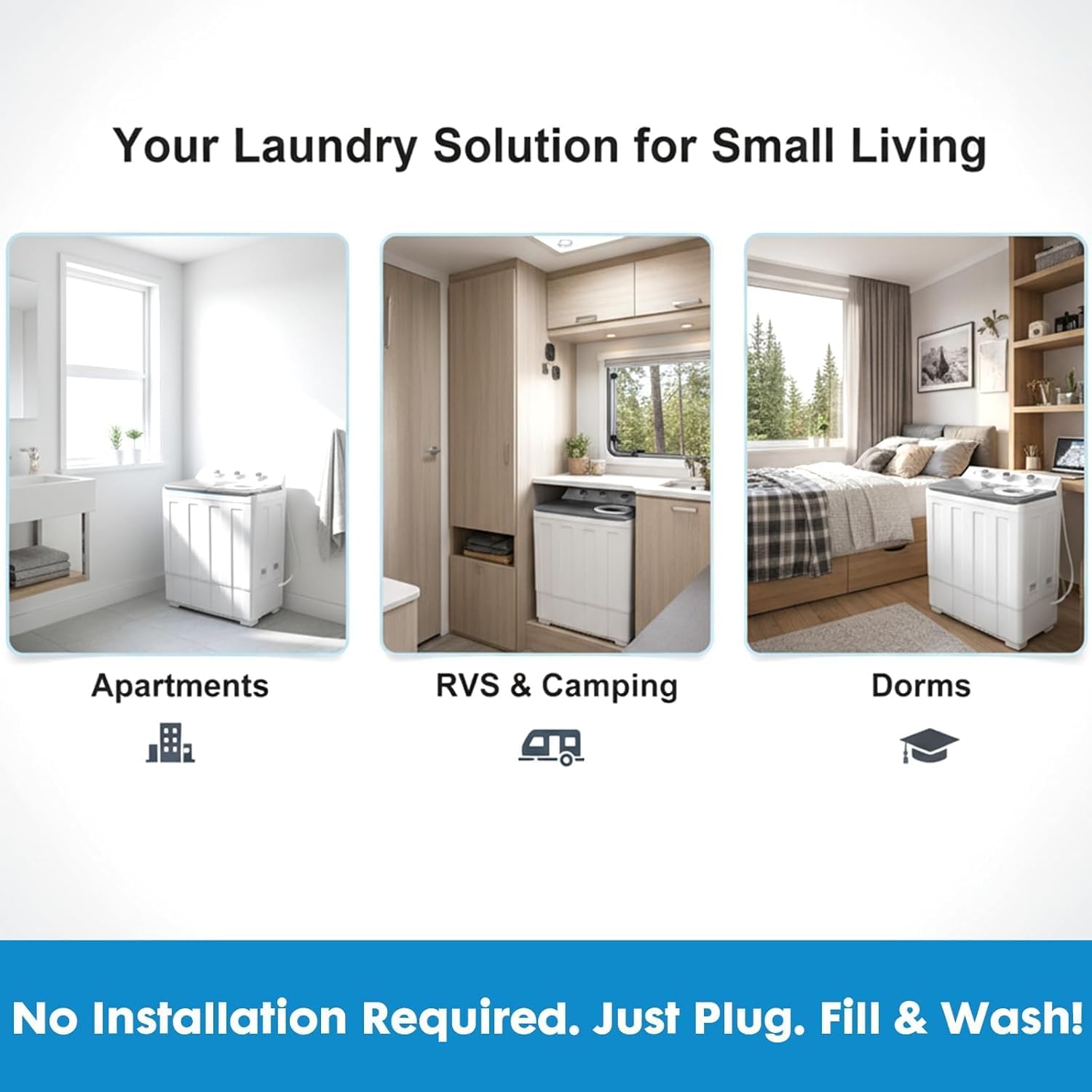 14lbs Portable Washing Machine With 9.5lbs Wash And 4.5lbs Spin, Twin Tub Washer Compact Machine With Drain Pump, Mini Portable Washer For Home, Camping, RVs, And Small Spaces, Grey