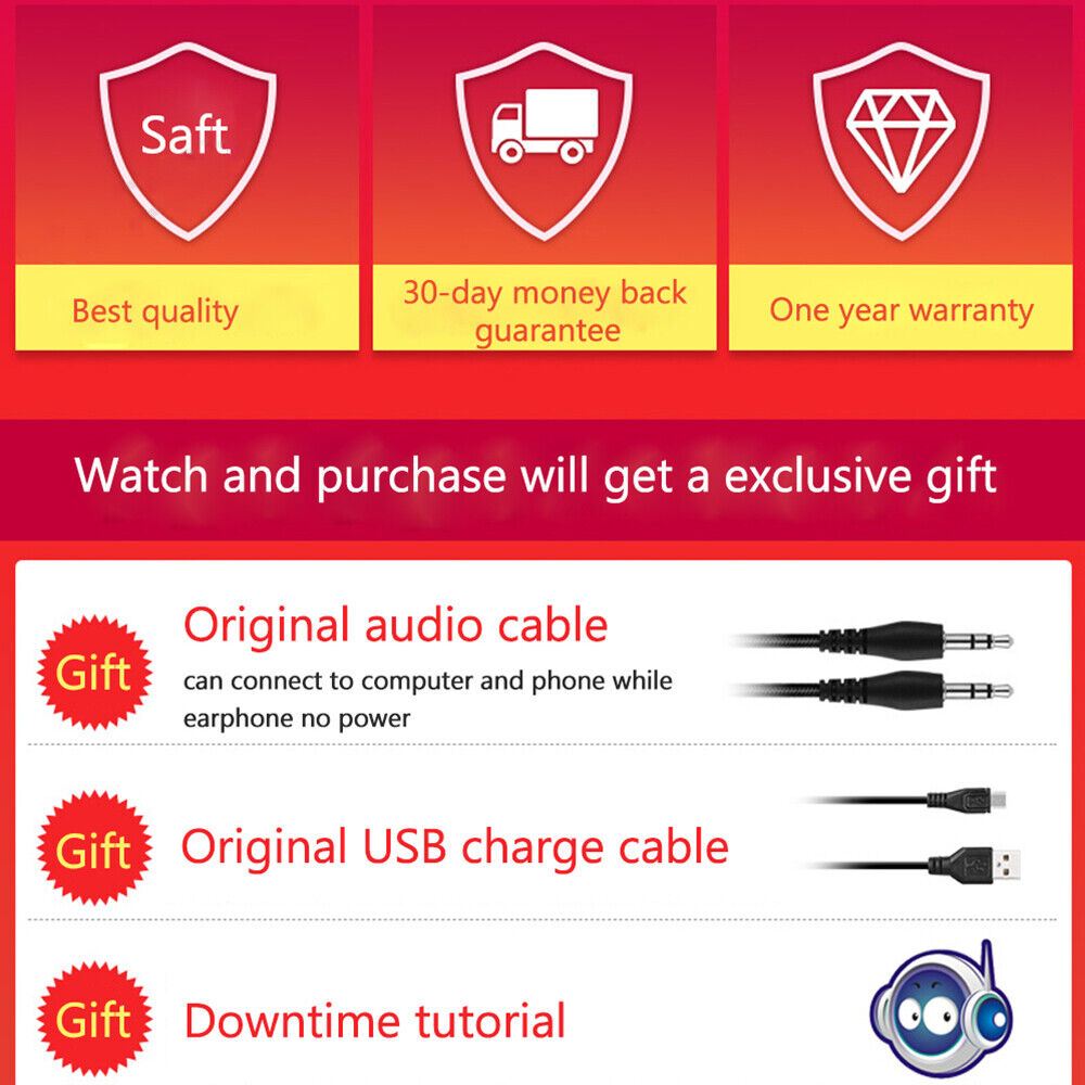Wireless Bluetooth Headphones Over-Ear Noise Canceling All Devices UK--white — image 8