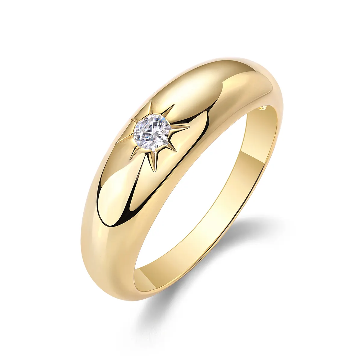 S925 Silver 3.2g Gold Plated Moissanite Ring