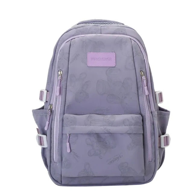 Cute Bears Print Backpack Fashion Versatile Large Capacity Travel Bags Women Junior High School Students Schoolbag Girls Campus Bag Purple - Shop at LoveMi
