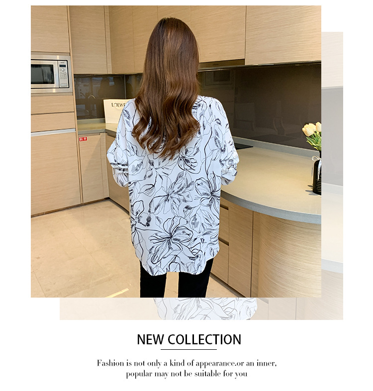 Title 8, Pattern Print Lapel Drape Long-sleeved Shirt