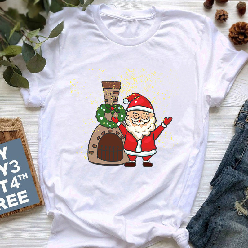 Christmas Elk Print Ladies T-shirt