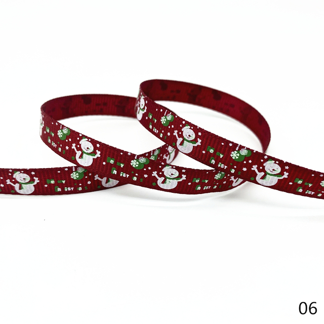 Size 5 10mm Christmas Ribbon Printed Grosgrain Ribbon