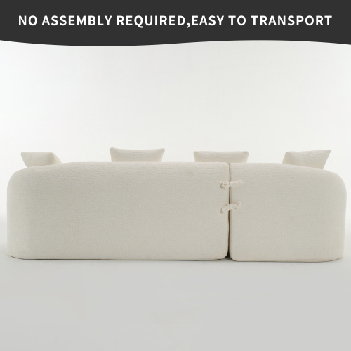 LY-022 GREY COMPRESSION SOFA Combining Chaise Longue With 3-seater, Wood Grain Chenille Fabric, Full Sponge Compression Sofa,combined Sofa With 4 Pillows For Living Home Furniture Apartment - Image 7