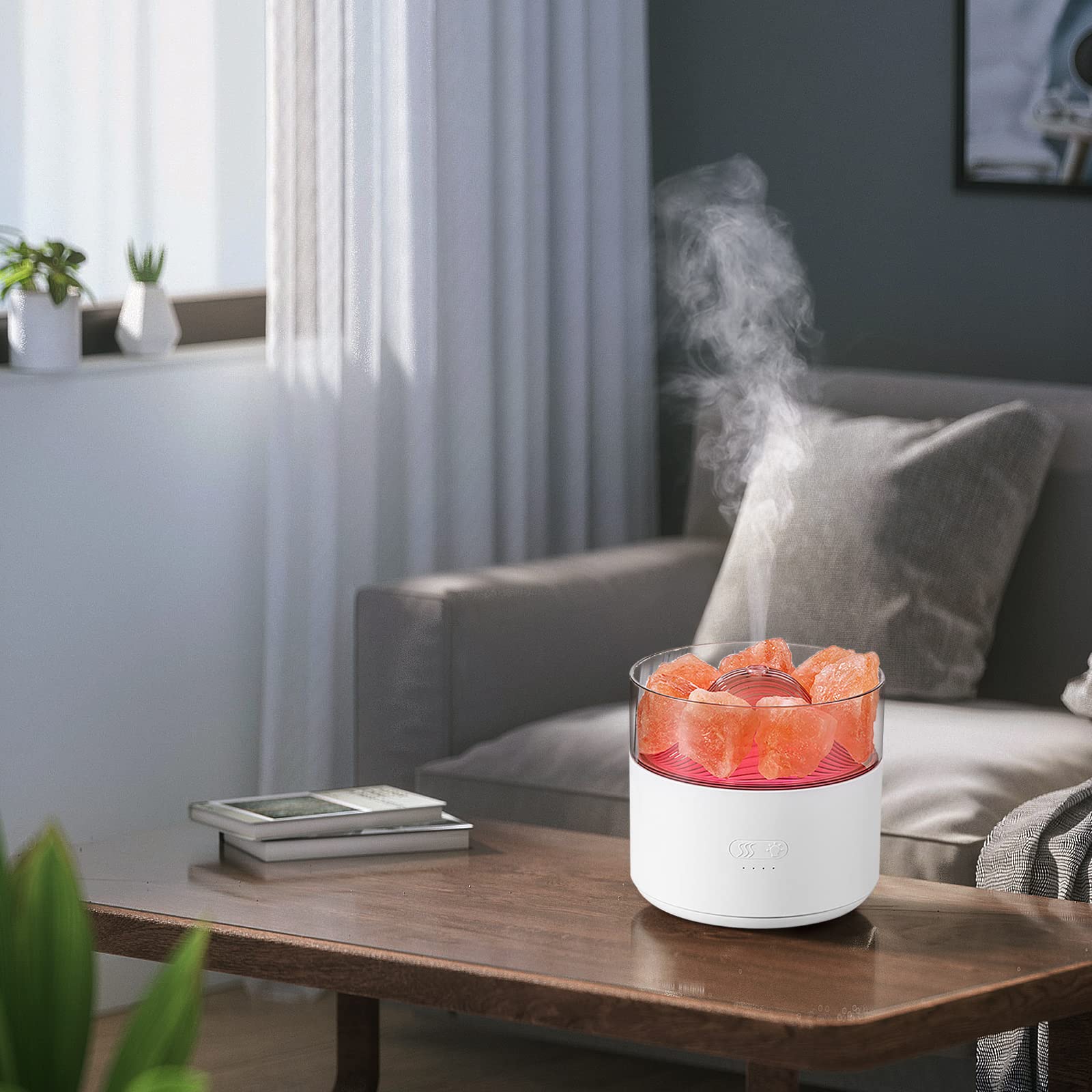 Cool-Mist Impeller Air Humidifier Crystal Salt Aroma Diffuser Incense Machine Fogger Essential Oil Lamp Difusor Ambient Light — foto 5