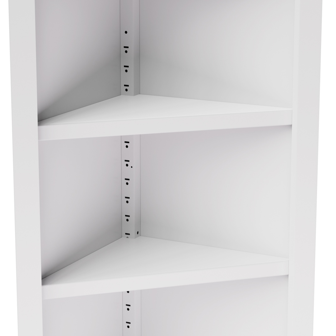 71in Tall Corner Storage Cabinet With 2 Doors, 5-Tier Metal Cabinet With Adjustable Shelves, Freestanding Kitchen Storage For Pantry, Living Room, Bathroom, Laundry Room, Space Saving Furniture, White