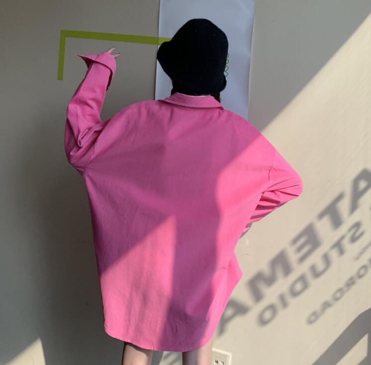 Corduroy POLO Collar Loose Long Sleeve Shirt