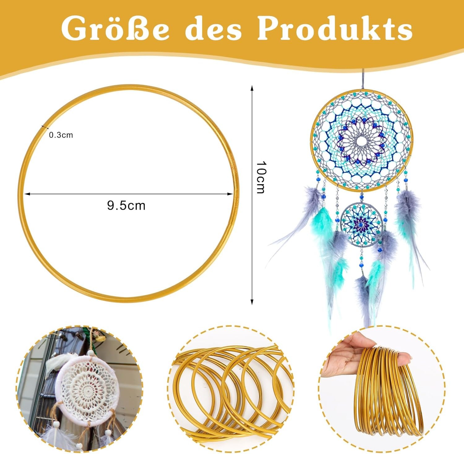 16 Metal Craft Rings, 10cm, Wire Macrame Round Dreamcatcher Wreath Frames — image 9