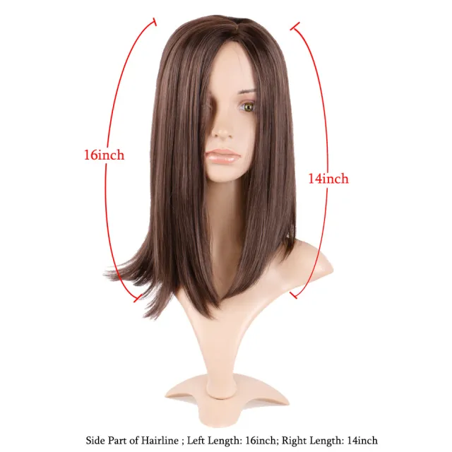 Synthetic Brown Mid point Straight Clavicle Wig Brown - Shop at LoveMi