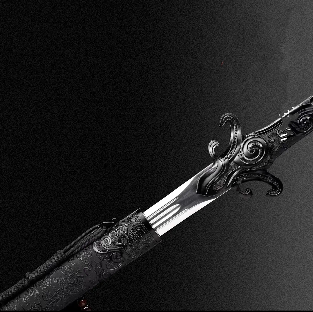 Yuling - Black Integral Sword High Manganese Steel  Self-Defense Cold Weapon  Collection Grade  Unsharpened