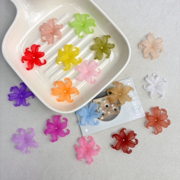 Matte Acrylic Curled Petal Iris Charms, Translucent Frosted Center-Drilled Spacers For DIY Vintage Hair Sticks, Earrings & Pendant Crafts.