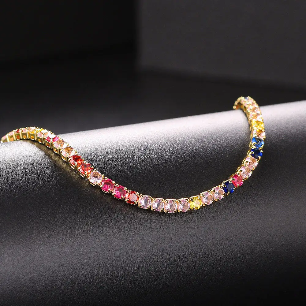 Zircon Tennis Chain Men's And Women's Full Diamond Necklace Accessories