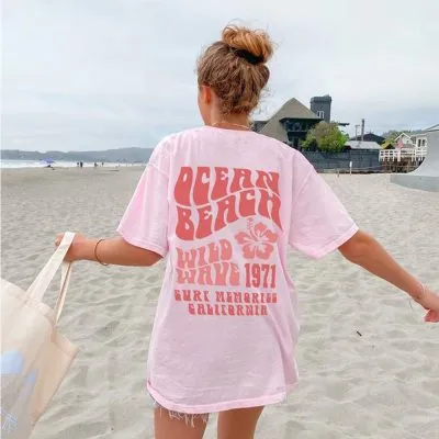 3D Digital Printing Casual Round Neck Short Sleeves Pink - Shop at LoveMi