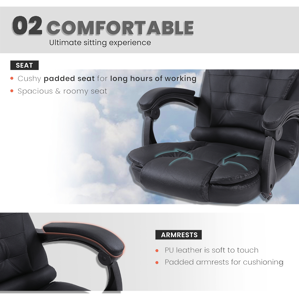 Ergonomic Executive Office Chair,Faux Leather,Adjustable Height 45-55cm — image 10