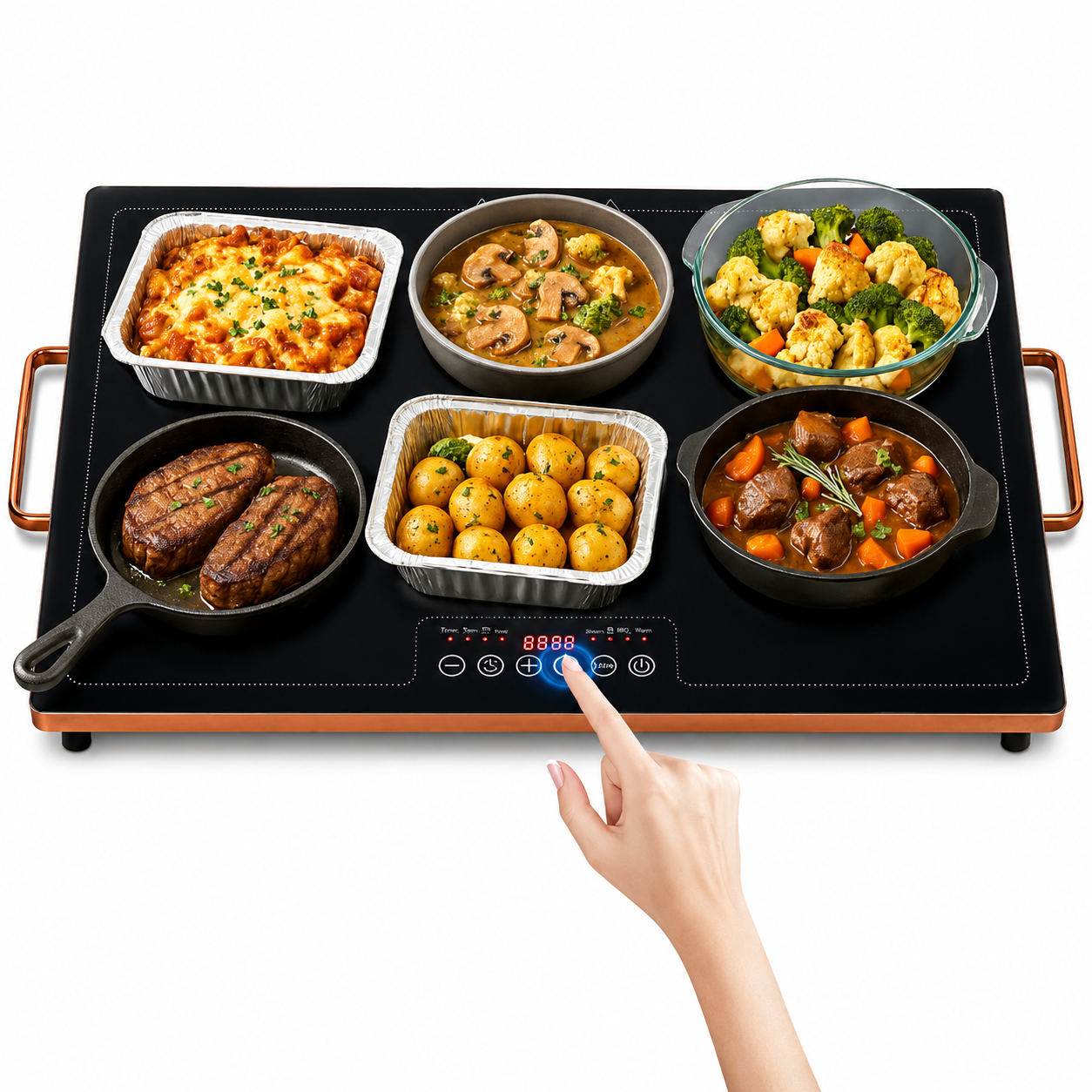WARMOUNTS Plateau chauffant électrique 24 Buffet à température contrôlée de 16 pouces