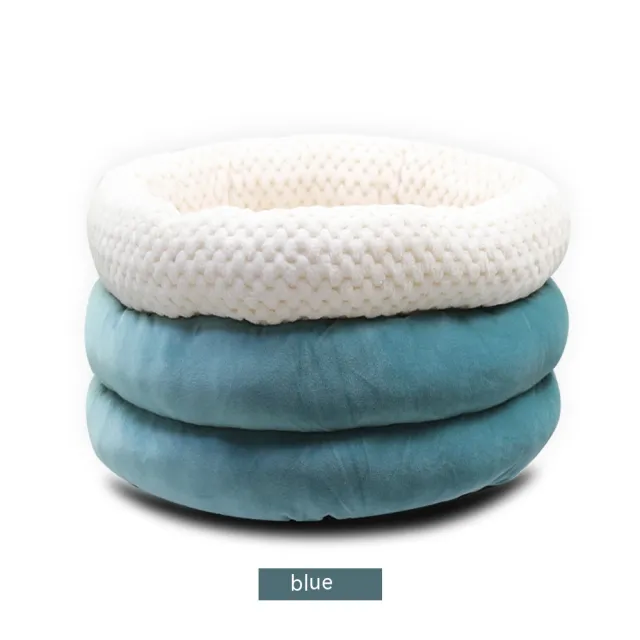 Semi closed Round Ice Velvet Pet Deep Sleep Bed Blue - Shop at LoveMi