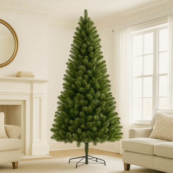 7FT Unlit Artificial Christmas Tree with 775 Tips, Full PVC Branches, Classic Green Holiday Tree with Sturdy Metal Stand for Indoor Home Decoration -12