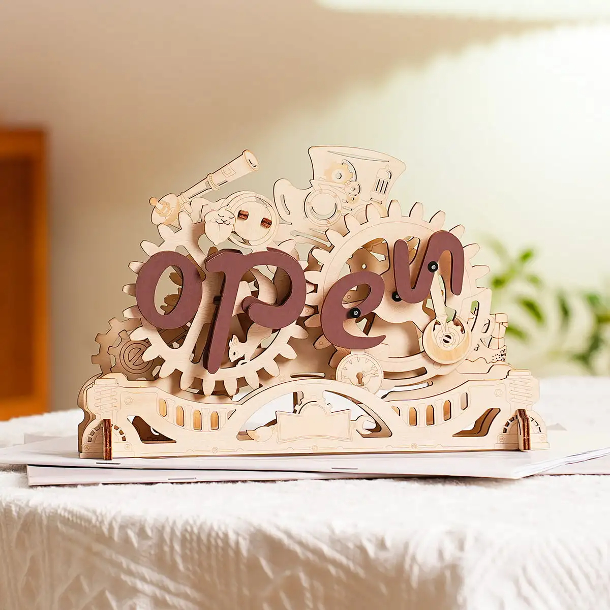 Rokr Open Closed Sign 3D Wooden Puzzle - Customer Attraction, Easy Assembly, Engaging Experience.