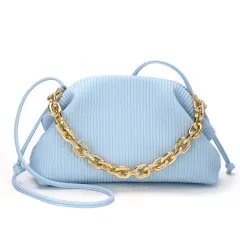 Thick Chain Cloud Bag Folds Niche Fashion - Blue - View 1