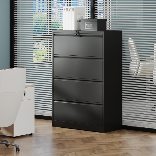 4 Drawer Lateral File Cabinet with Lock – Tall Heavy-Duty Metal Filing Cabinet for Home Office, Space-Saving Wide Storage for Letter/Legal/A4/F4, Quiet Full-Extension Slides-17