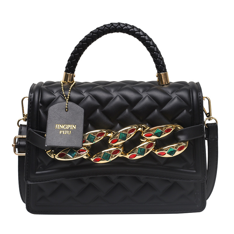 Vintage Diamond Color Diamond Chain Shoulder Bag Black - Shop at LoveMi