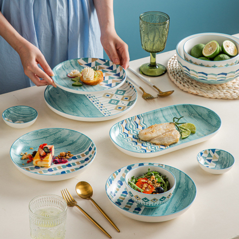 Title 3, Ceramic Dishes Set Household Nordic Style Table...