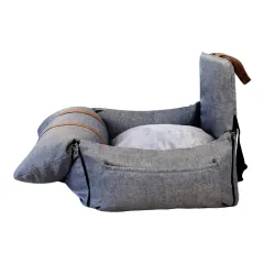 Car Cat And Dog Pet Sofa Nest Lattice Color Matching Portable Folding - Dark Grey - View 1