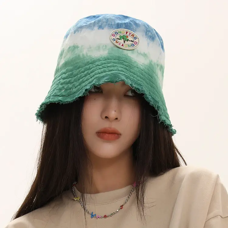 Hand Tie-Dye Contrast Gradient Bucket Hat