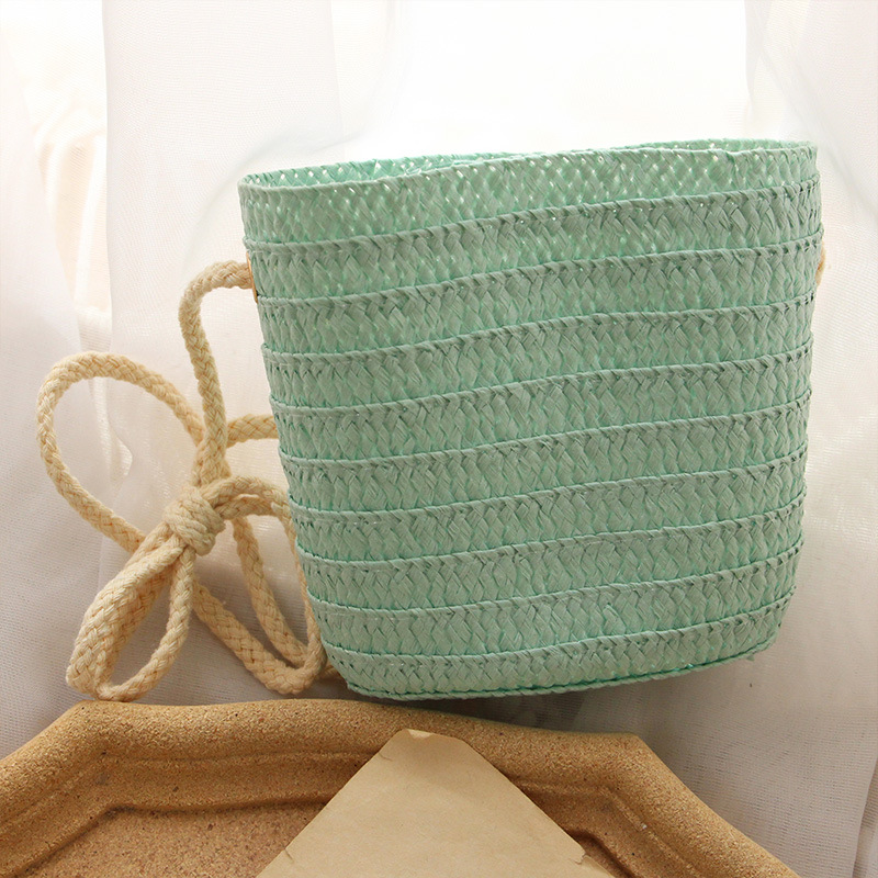 Women's Children's Woven One Shoulder Messenger Bag Large Capacity