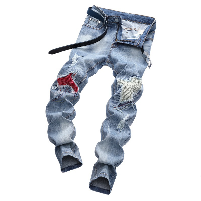 Title 3, Mens Light-Colored Stretch Ripped Jeans Stylis...