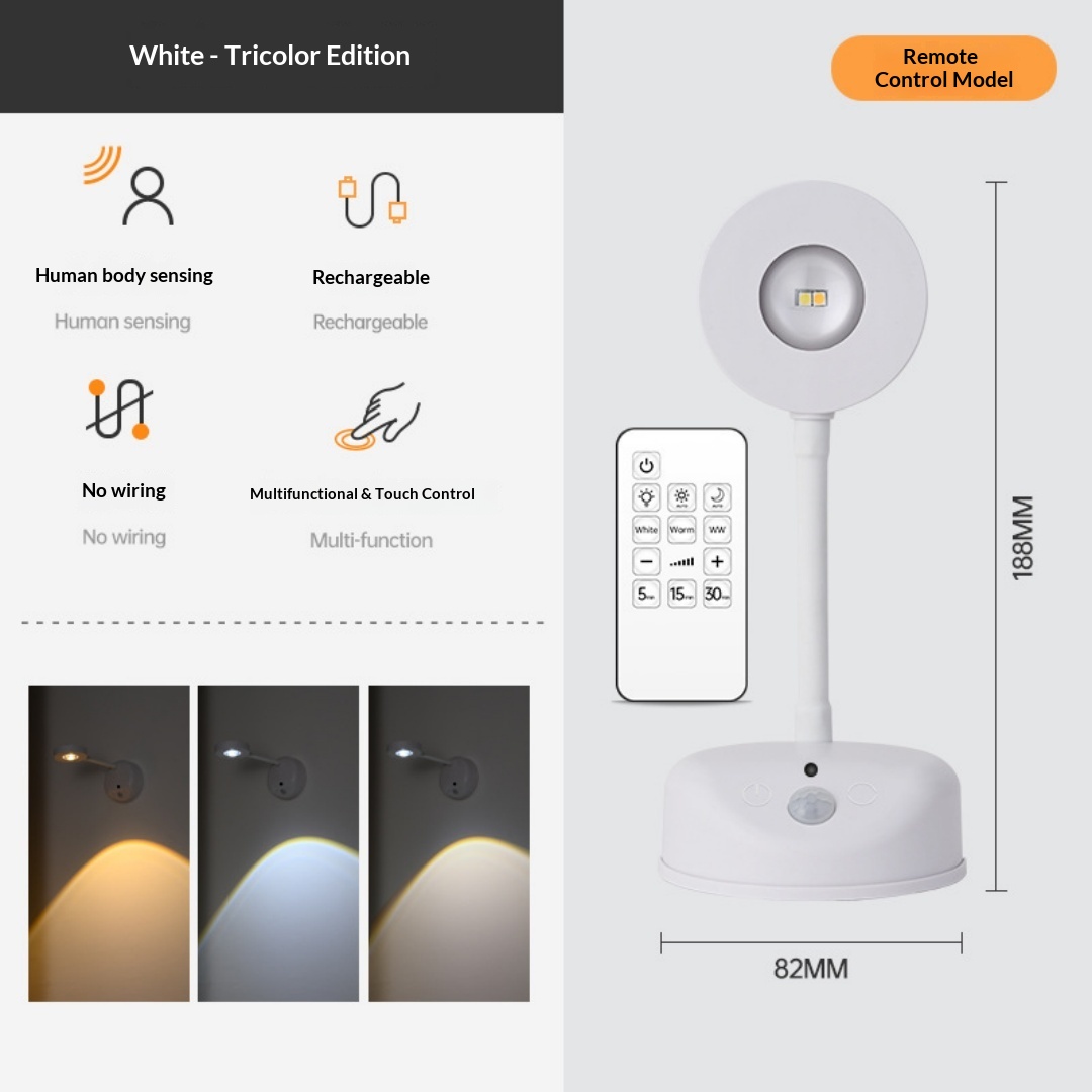 Border Rechargeable, Wire-free Indoor Wall Light, Remote Control Spotlight, Smart LED Motion Sensor Light 7