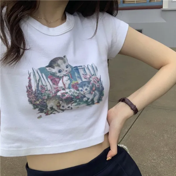 Short Half Sleeved Top White Butterfly Short Sleeved T Shirt - Shop at LoveMi