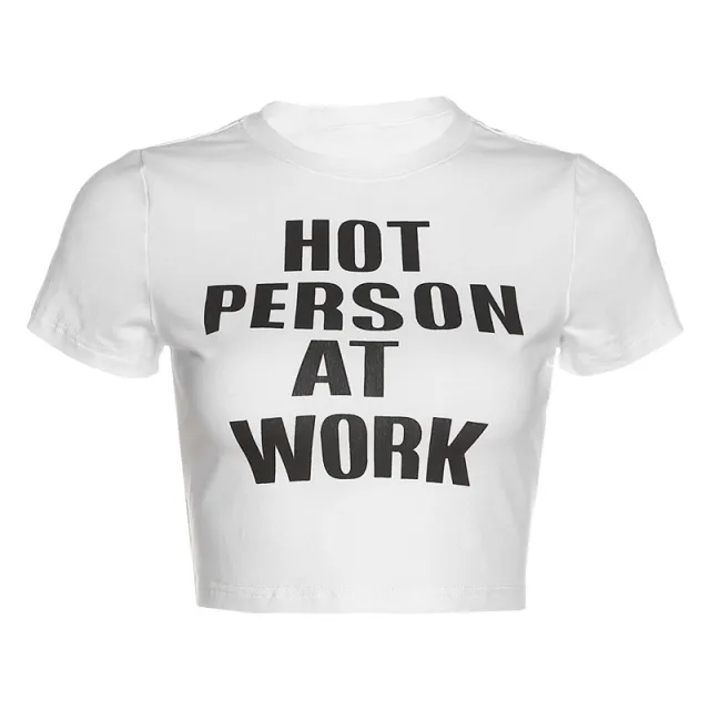 Women's Retro Fashion Alphabet Print Short T shirt White - Shop at LoveMi