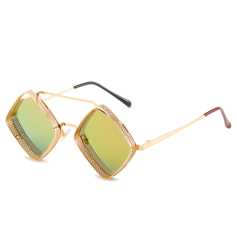 Title 10, Fashion Metal Rhombus Double Beam Sunglasses