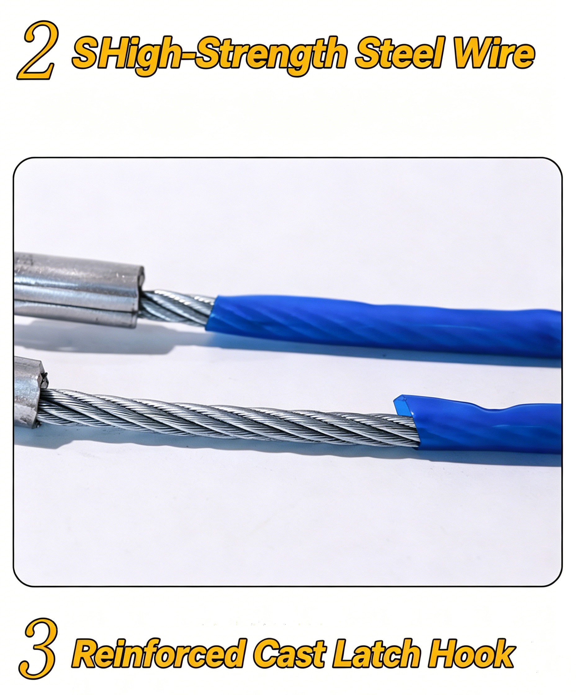 4M Steel Wire Tow Rope For Vehicles, Car Emergency Traction Cable 7