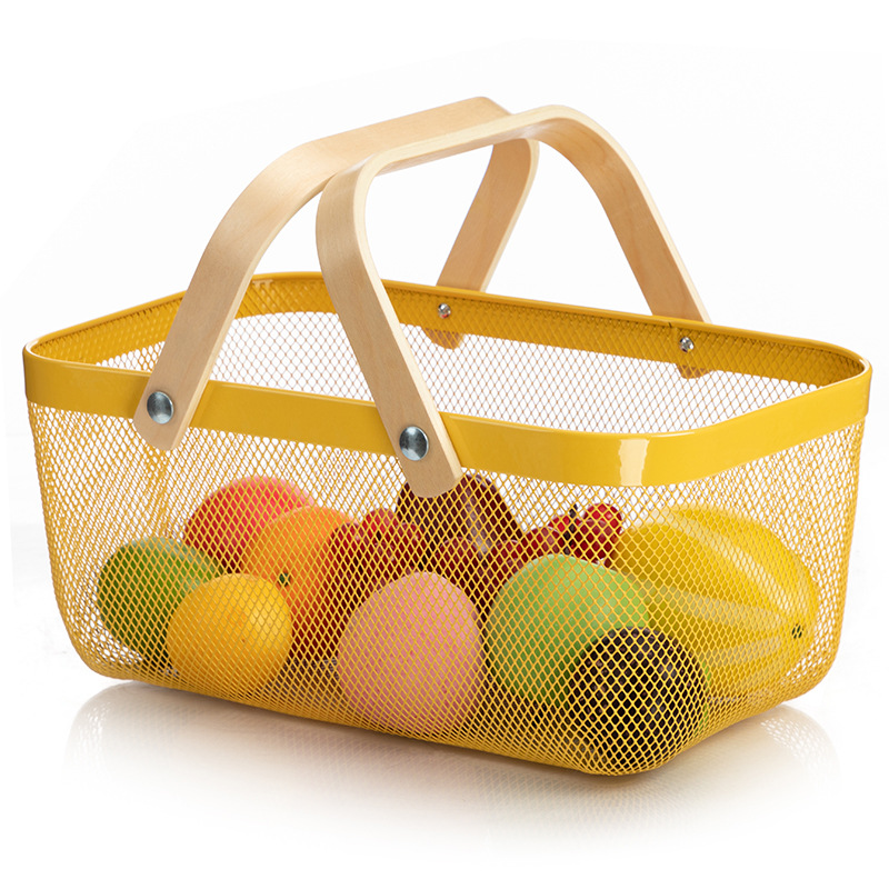 Title 9, Wooden Handle Mesh Basket Fruit Basket