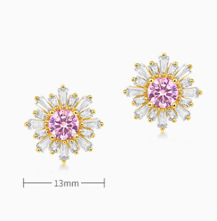 Title 1, Pendientes de girasol con diamantes completos p...