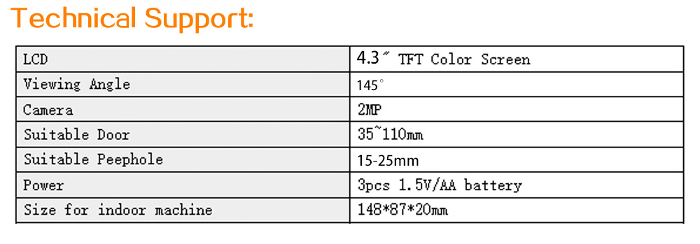 Hidden Electronic Cat's Eye 4.3 Inch Visible Electronic Cat's Eye Large Screen — foto 6