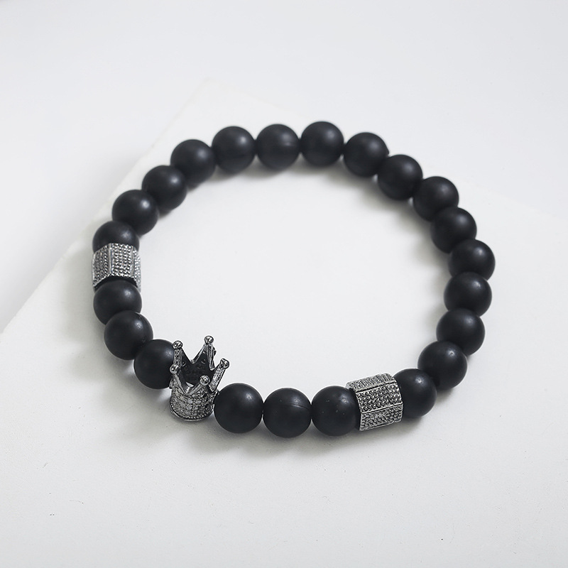 Korean Version Micro Inlaid Crown Acrylic And Copper Bead Bracelet