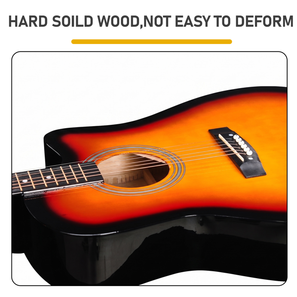 Sunset Color 41-inch Dreadnought Barrel-shaped Cutaway Acoustic Guitar With Pick, Strings, Capo, Gig Bag, Tuner, Wrench Tool, And Shoulder Strap — foto 10