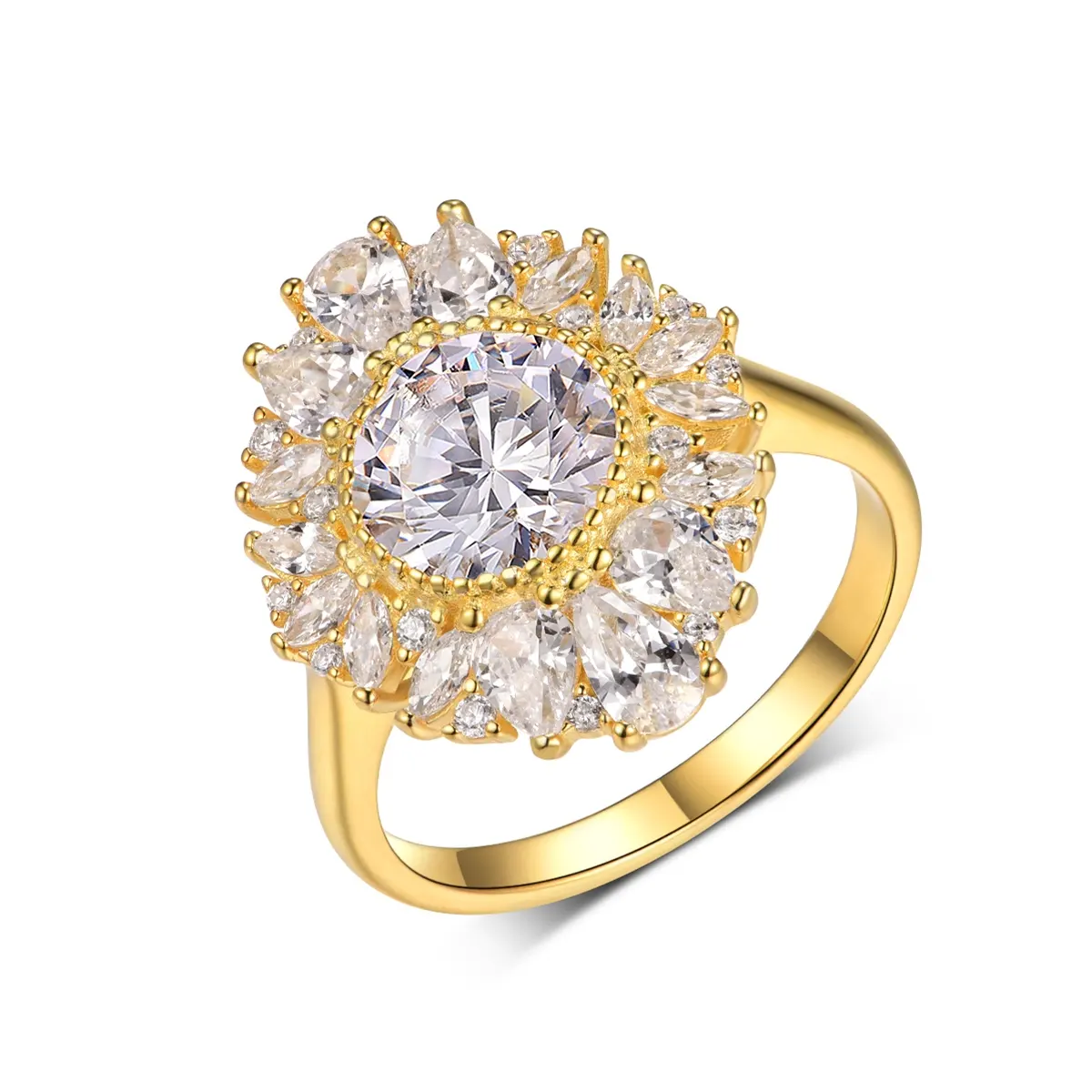 S925 Silver 4.6g Gold Plated Round Moissanite