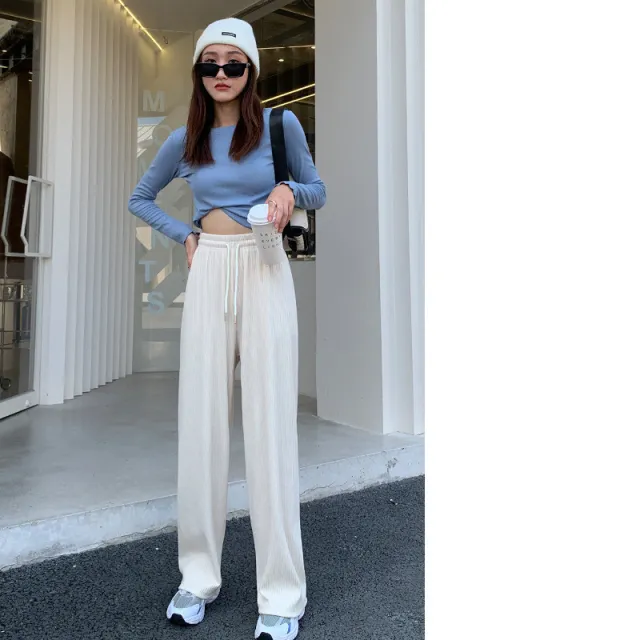 New Straight Tube Floor Pants Spring And Autumn Hang Loose Apricot - Shop at LoveMi