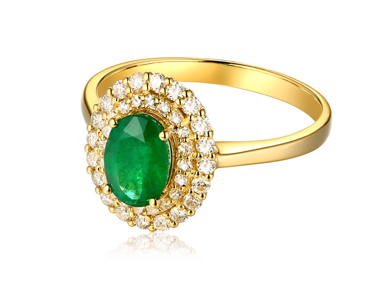 Diana Model Plated 18K Yellow Gold Simulation Green Tourmaline Ring Female